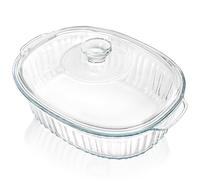 Noamus 2 Pieces 3Qt Glass Casserole Dish with Lid, Extra Large Oval Glass Baking Pan, Heat-Resistant Covered Lasagna Cookware, Clear Deep Food Container, Mixing Bowl for Cooking, Oven&Microwave Safe