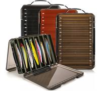 Noamus 3 Pack Double Sided Fishing Tackle Boxes, 14 Compartments Fishing Lure Organizer with 2 Buckle, Plastic Clear Storage Case, Visible Hard Bait Container for Jewelry Beads Earring Hook(3 Color)