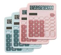 Noamus 4 Pack Handheld Desktop Calculators, Solar Battery Dual Power Basic Calculator 12 Digit Large Display, Standard Functional Desk Calculator Big Sensitive Button for Office Home School Pink Blue