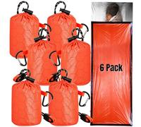 Noamus 6 Pack Emergency Survival Sleeping Bags, Thermal Bivy Sack Blanket, Lightweight Portable Nylon Sack with Whistle, Aluminized PE Survival Gear Supplies for Camping Hiking, Outdoor Adventure