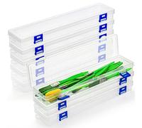 Noamus 8 Pack Plastic Paint Brush Holder, 33CM Long Translucent Watercolor Pens Pencils Case with Buckle Design, Paintbrush Drawing Tools Storage Box Container with Hinged Lid for Artist Art Craft