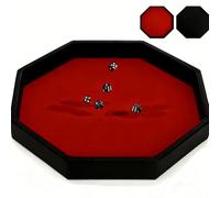 Noamus Large Dice Rolling Tray, 11.5 Inches Octagon Dices Tray, Felt Lined PU Leather Dice Storage Holder, Velvet Table Games Box for RPG DND, Jewelry, Christmas Holiday Party Accessories (Red)