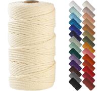 NOANTA Cream Yellow Macrame Cord 3mm x 220yards, Colored Macrame Rope Cotton Rope Macrame Yarn, Colorful Cotton Craft Cord for Wall Hanging, Plant Hangers, Crafts, Knitting