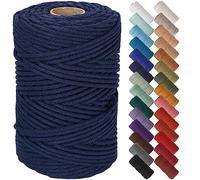 NOANTA Dark Blue Macrame Cord 5mm x 109yards, Colored Macrame Rope Cotton Rope Macrame Yarn, Colorful Cotton Craft Cord for Wall Hanging, Plant Hangers, Crafts, Knitting