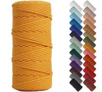 NOANTA Mustard Macrame Cord 3 mm x 109 yards, Coloured Macrame Rope, 3 Beach Twisted Cotton Rope Macrame Yarn, Colourful Cotton Craft Cord for Wall Hanging, Plant Hangers, Crafts, Knitting