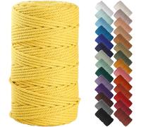 NOANTA Yellow Macrame Cord 4mm x 109yards, Colored Macrame Rope, Cotton Cord Macrame Yarn, Colorful Cotton Craft Cord for Wall Hanging, Plant Hangers, Crafts, Knitting