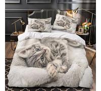 NOASDGYEI Cute Kitten Lying Duvet Cover 3D Print Hotel Quality 3 Pieces Bed Set Zipper soft Bedding Comforter Cover Super Soft All Season for Kids Children Adults Women Teens Youth King（220x240cm）