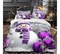 NOASDGYEI Snowman Winter Scene Comforter Cover 3D Design Printed Luxurious 3 Piece Bedding Set Zipper Quilt Cover Super Soft Anti-allergic for Kids Adults Women Girls Boys Teens Double（200x200cm）