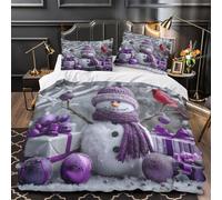 NOASDGYEI Winter Snowman Comforter Cover 3D Design Printed Durable 3 Pcs Bedding Set Zipper Festive Holiday Scene Duvet Cover Luxury Washable for Kids Girls Boys Adults Women Teens Double（200x200cm）