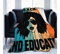 noasqll Black History Month Unapologetically Black and Educated Blankets Throw Blanket Anti-Pilling Flannel Blankets Air Conditioning Blanket Decor Throw Blankets for Travel All Seasons Gifts 60"x50"