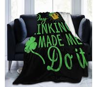noasqll Day Drinkings Made Me Do It Irish St Patricks Day Blankets Throw Blanket Anti-Pilling Flannel Blankets Air Conditioning Blanket Decor Throw Blankets for Sofa Travel All Seasons Gifts 60"x50"