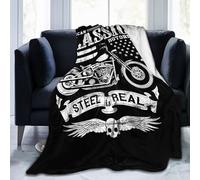 noasqll Dirt Bike Steel is Real American Classic Motors Blankets Throw Blanket Anti-Pilling Flannel Blankets Air Conditioning Blanket Decor Throw Blankets for Sofa Travel All Seasons Gifts 50"x40"