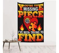 noasqll Firefighter You'Re The Missing Piece Tapestry Decor Wall Hanging Wall Art Blanket Aesthetic Tapestries Wall Art For Living Room Home 60 X 40 In