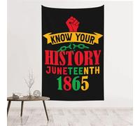 noasqll Know your history Juneteenth Tapestry Decor Wall Hanging Wall Art Blanket Aesthetic Tapestries Wall Art For Living Room Home 60 X 40 In