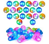 Noaya 20Pcs Light Up LED Bumpy Jelly Rings - Flashing Finger Lights, Glow in the Dark Toys for Birthday, Christmas Party Favors, Classroom Rewards, Gifts