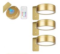 Noaya 3 Pcs Magnetic Wall Lights - 13 RGB Wireless Picture Lights with Remote, Battery Operated Art Drawing Wall Lamp, Poster Light, Creative LED Wireless Lamp for Home Bedroom Living Room, Gold