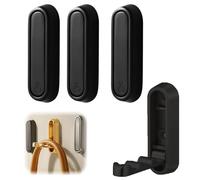 Noaya 4pcs Foldable Wall Hooks for Hanging - Zinc Alloy Multi Functional Pressing Flip Folding Clothes Hook, Folding Hooks Wall Mount for Hanging Coat Bag Towel Key, Black
