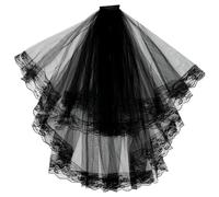Noaya Black Lace Veil With Comb - Hen Do, Wedding, Halloween Day of the Dead Costume Accessory - Tulle Sheer Gothic Bride Veil