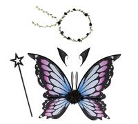 Noaya Fairy Wings and Wand - Fairy Wings with Flower Garlands, Elf Ears, and Magic Wands, Beautiful and Lightweight Butterfly Costume Kids and Adults for Role-Playing and Holiday Events