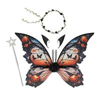 Noaya Fairy Wings and Wand - Fairy Wings with Flower Garlands, Elf Ears, and Magic Wands, Beautiful and Lightweight Butterfly Costume Kids and Adults for Role-Playing and Holiday Events