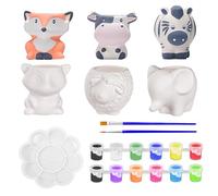 Noaya Paint Your Own Ceramic Planter - 6 Pcs Cute Pottery Painting Kit for Succulent Planter, Paintable Plant Pot Sets, DIY Ceramic Flower Pots, Pottery Kit for Adults Desk DIY Activity Home Decor