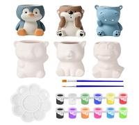 Noaya Paint Your Own Ceramic Planter - 6 Pcs Cute Pottery Painting Kit for Succulent Planter, Paintable Plant Pot Sets, DIY Ceramic Flower Pots, Pottery Kit for Adults Desk DIY Activity Home Decor