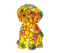 Noaya Stained Animal Lamp - Resin Tabletop Night Light, Cute Stained Glass Lamps, Retro Art Light for Home Decoration, Resin Material Magical and Colorful Dog Night Lights, Maltese Lamp