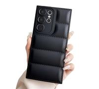 NOBAA Cute Wave Puffer Down Jacket Phone Case For Samsung S24 S23 S22 Ultra A54 A73 A52 A34 Solid Color Shockproof Soft Cover,Black,For S24