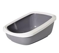 Savic Aseo Jumbo Cat Litter Tray with High Edge - 67.5cm - Light Grey & White
