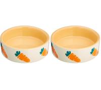 Nobby 73632 ’Carrot’ Rodent Ceramic Bowl 7.5 x 2.5 cm, Beige/Orange (Pack of 2)