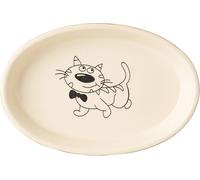 Nobby 73638 Ceramic Cat Bowl Oval 17 x 11 x 2.5 cm, Brown/Beige