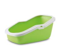 Nobby Aseo Cat Litter Tray with Rim, White/Lime Green