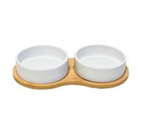 Nobby Bamboo Dog Feeding Bar M 34 x 17.5 x 5.5 cm, 2 Bowls Diameter 15 x 4.5 cm, 2 x 400 ml