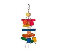 Nobby Cage Toy Wooden Blocks with Leather Stripes