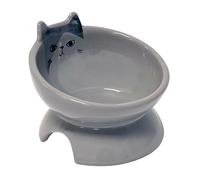 Nobby Cat Ceramic Bowl Raised Kato Grey Diameter 13.5 x 9 cm, 250 ml