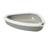 Savic Rincon Corner Litter Tray with Border - Grey/White