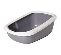 Savic Aseo Jumbo Cat Litter Tray with High Edge - 67.5cm - Bundle: Light Grey & White litter tray + tray bags