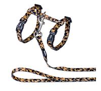 Nobby Cat Set Leopard Nylon Dish + Leash Steplessly Adjustable