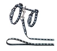 Nobby Cat Set Scull Black, Continuously Adjustable, Harness & Leash