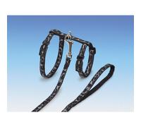 Nobby Cat Set XL Leo Black 13Mm Nylon For Large Cats Leash Harness