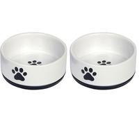 Nobby Ceramic Bowl Paw Black/White Diameter 14 x 6.5 cm Pack of 2