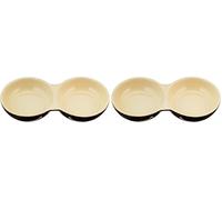 Nobby Ceramic Cat Double Bowl, 22 x 11.5 x 3.5 cm, black/red (Pack of 2)