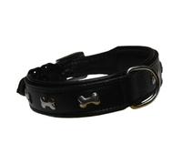 Nobby Cerro Leather Collar for Dog, 45 cm x 30 mm, Black/Brown