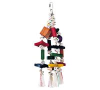 Nobby Colorful Toy For Parrots 30Cm Cotton Rope With Wooden Blocks