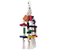 Nobby Colorful Toy For Parrots 30Cm Cotton Rope With Wooden Blocks