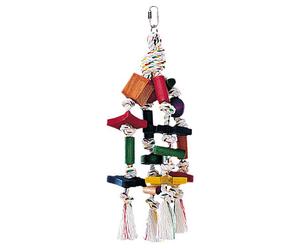 Nobby Colorful Toy For Parrots 30Cm Cotton Rope With Wooden Blocks