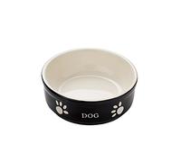 Nobby Dog Ceramic Bowl Dog, 13.5 x 13.5 x 5 cm, Black/ Beige
