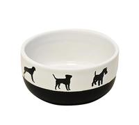 Nobby Dog Ceramic Bowl Shape White/Black Diameter 13 x 6 cm, 500 ml