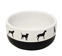 Nobby Dog Ceramic Bowl Shape White/Black Diameter 16 x 7.5 cm 1,000 ml