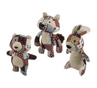 Nobby Dog Toy Plush Toy 20Cm Patchwork Bear Rabbit Fox Squeaker